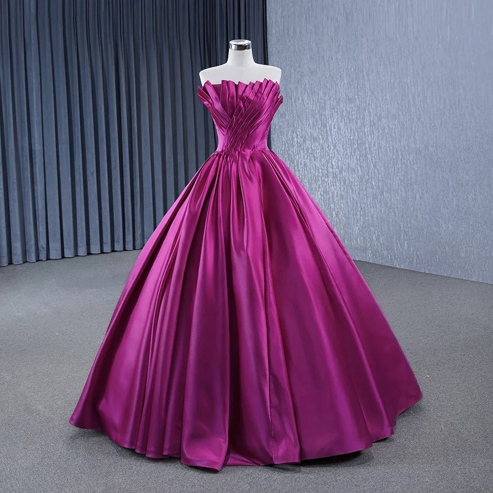 Quinceanera Dress Novelty A Line Satin Strapless Ball Gown Evening Dress for Women