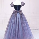 Quinceanera Dress Purple Tulle Long Prom Dresses Shiny Purple Tulle Formal Gown Sweet Dress