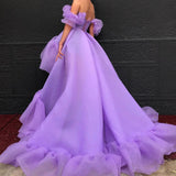 Off the Shoulder Lavender High Low Quinceanera Dresses