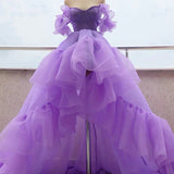 Off the Shoulder Lavender High Low Quinceanera Dresses