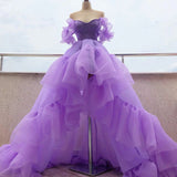 Off the Shoulder Lavender High Low Quinceanera Dresses