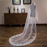 Vintage One-Tier Tulle Lace Edge Chapel Veils Appliques Wedding Veil