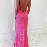 Mara | Hot Pink Sequins Mermaid Long Prom Dress