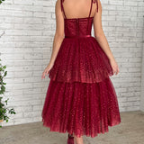 Alyson | Tulle Dark Red Glitter Homecoming Dress