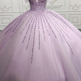 Quinceanera Dress Princess Sheer Neck Long Prom Dresses Short Sleeves Ball Gown