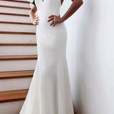 Mermaid Spaghetti Straps Backless V Neck Mermaid Wedding Dresses