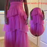 Princess Hot Pink Tiered Tulle Prom Dress