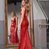 Nina |Mermaid Deep V Neck Sequins Prom Dress