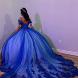 Royal Blue Tulle Off the Shoulder Quinceanera Dress Ball Gown