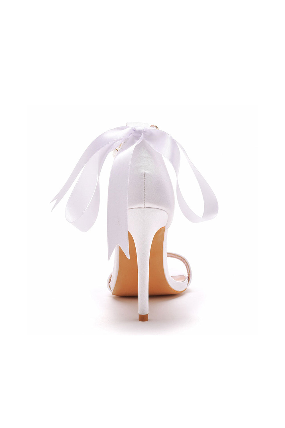 Satin Pearl Open Toe Ankle Strap High Heels