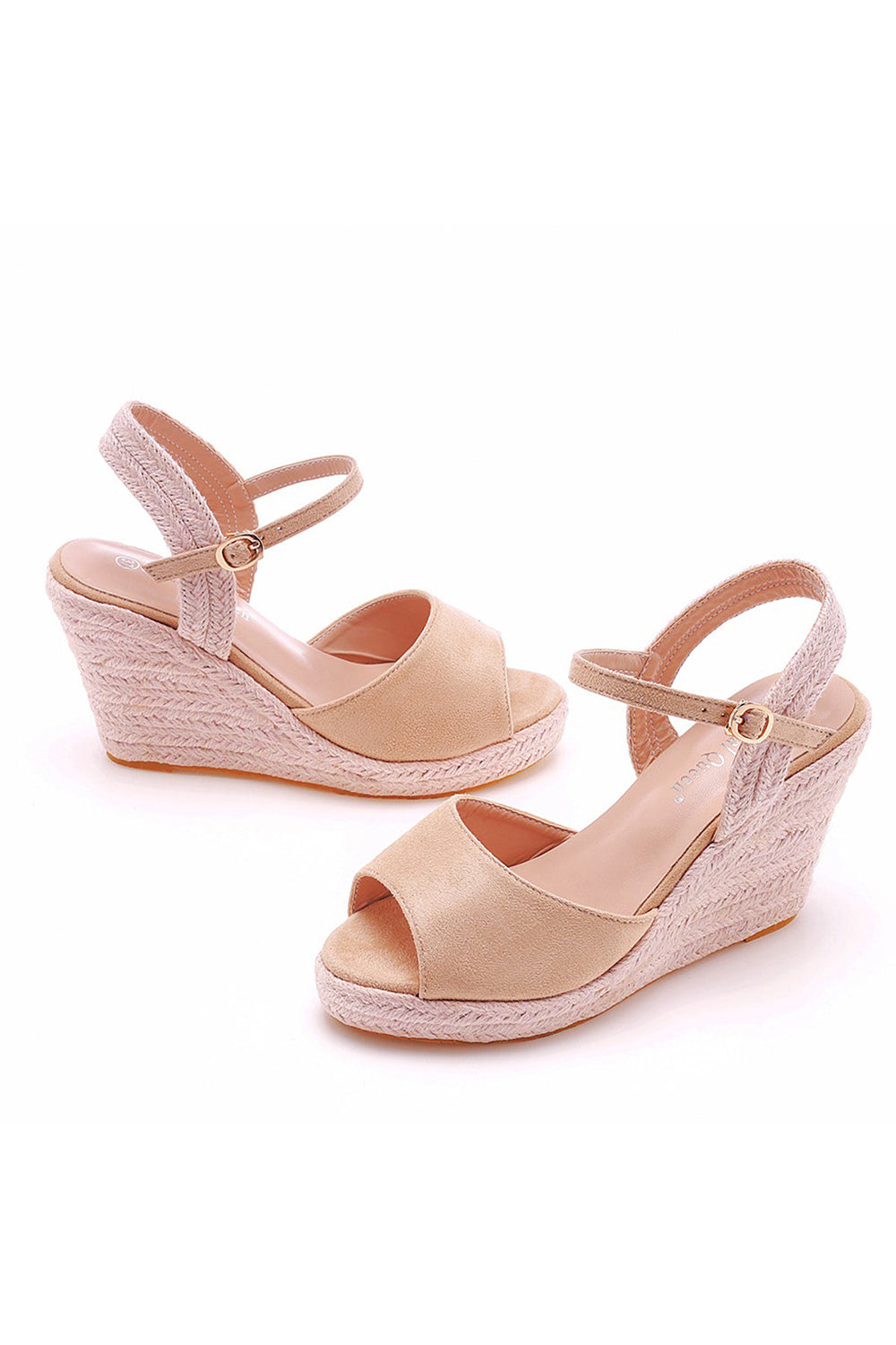 Peep Toe Espadrille Buckle Strap Wedge Sandals