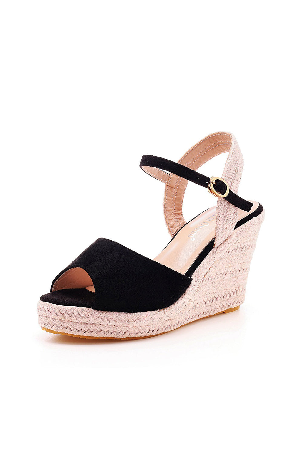 Peep Toe Espadrille Buckle Strap Wedge Sandals