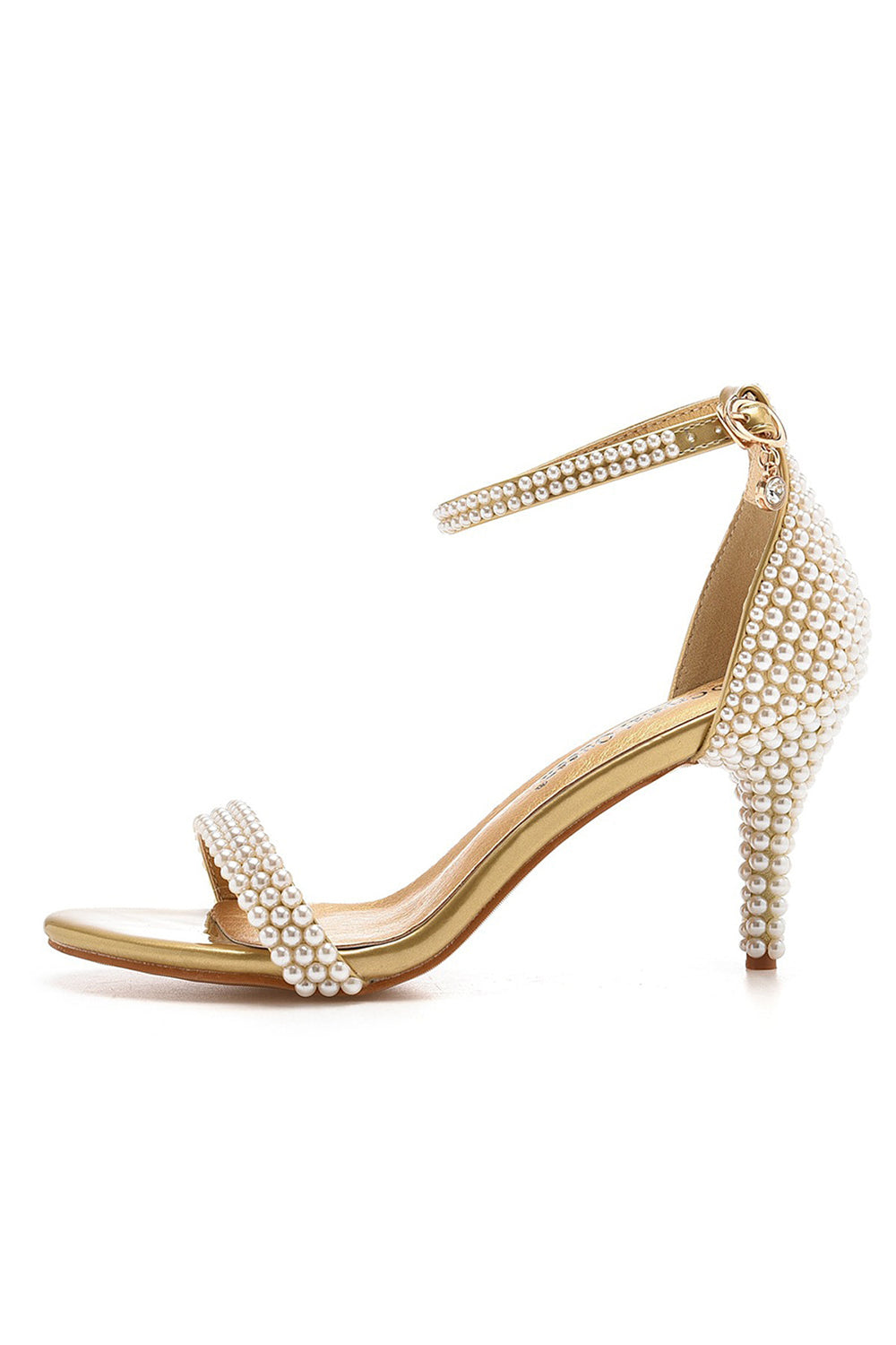 Open Toe Pearl Ankle Strap Wedding High Heels