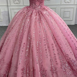 Quinceanera Dress Romantic Court Train Ball Gown Strapless Pleated