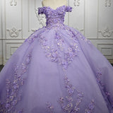 Romantic Quinceanera Dresses Sleeveless Beading Prom Dresses with 3D Flower Appliques