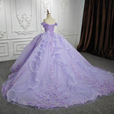 Romantic Quinceanera Dresses Sleeveless Beading Prom Dresses with 3D Flower Appliques