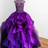 Royal Blue Organza High Neck Quinceanera Dresses Burgundy Prom Dresses