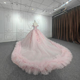 Quinceanera Ball Gown  Off-the-Shoulder  Sequined Pink Dress