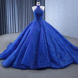 Royal Blue Ball Gown Halter Sleeveless Quinceanera Dress