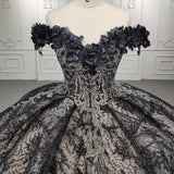 Quinceanera Black Off-the-Shoulder Ball Gown Dress