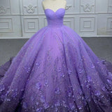 A Line Purple Lace Sweetheart With Corset Back Quinceanera Dresses