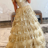 Leona |Princess Off the Shoulder Sequined Lace Prom Dress