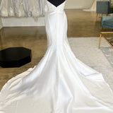 White Surplice Mermaid Long Wedding Gown