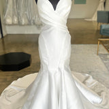 White Surplice Mermaid Long Wedding Gown