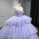 Quinceanera Dress  Strapless Ball Gown Crystal  Lavender