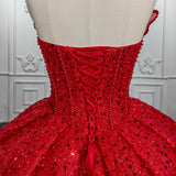 Quinceanera Ball Gown Red Sleeveless Sequined Dress