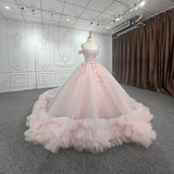 Quinceanera Ball Gown  Off-the-Shoulder  Sequined Pink Dress