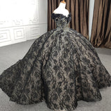 Quinceanera Black Off-the-Shoulder Ball Gown Dress