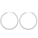 Silver Rhinestones Simple Big Hoop Earrings