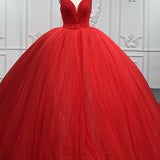 Quinceanera Dress Simple Red Sweetheart Party Dress Ruched Sleeveless Prom Dresses Ball Gown