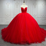 Quinceanera Dress Simple Red Sweetheart Party Dress Ruched Sleeveless Prom Dresses Ball Gown