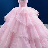 Quinceanera Dress Simple Tiered Ball Gown Elegant Lace Up Long Evening Dresses with Diamonds