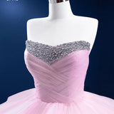 Quinceanera Dress Simple Tiered Ball Gown Elegant Lace Up Long Evening Dresses with Diamonds