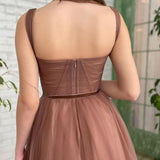 Lyra | Simple A-line Tea Length Tulle Short Prom Dress Homecoming Dress