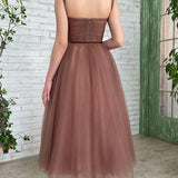 Lyra | Simple A-line Tea Length Tulle Short Prom Dress Homecoming Dress