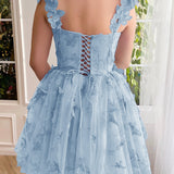 Natalie | Aline Short Tulle Prom Dress with 3D Butterflies