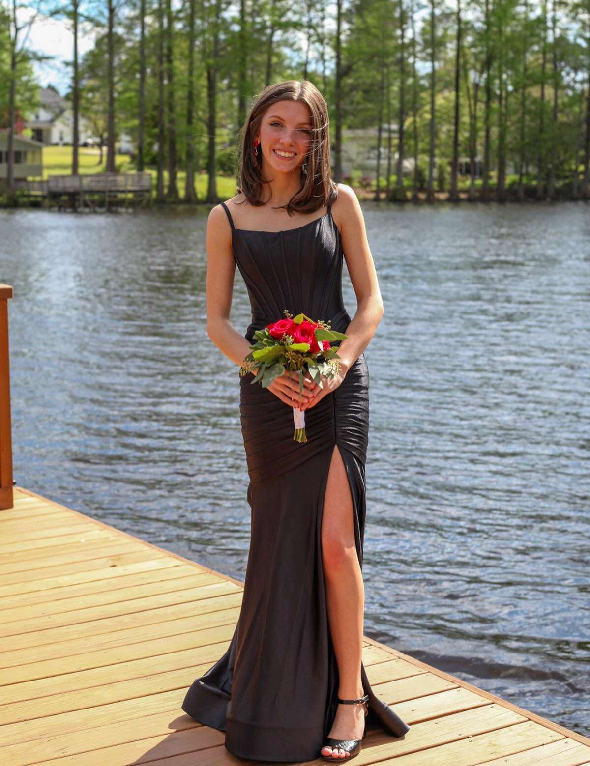 Addilynn| Mermaid Scoop Neck Satin Prom Dress with Slit