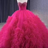 Quinceanera Dress Stylish Luxury Evening Dresses Sweep Train Sleeveless Pleated Ball Gown