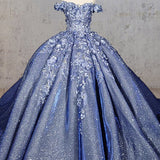 Aveline | Sweetheart Ball Gown Off-the-shoulder Quinceanera Dresses with 3D Flower and Pearls