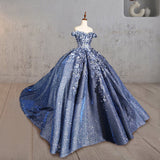 Aveline | Sweetheart Ball Gown Off-the-shoulder Quinceanera Dresses with 3D Flower and Pearls