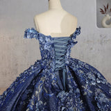 Aveline | Sweetheart Ball Gown Off-the-shoulder Quinceanera Dresses with 3D Flower and Pearls