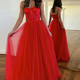 Talia |A Line Sweetheart Corset Tulle Prom Dress with Slit