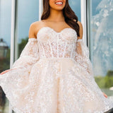 Lorna |A Line Sweetheart Corset Homecoming Dress with Sleeves