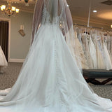 Adele | A-Line Spaghetti Straps White Long Wedding Dress with Beading