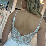 Adele | A-Line Spaghetti Straps White Long Wedding Dress with Beading