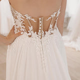 Hayley | White Sweetheart Long Lace Boho Wedding Dress with Slit